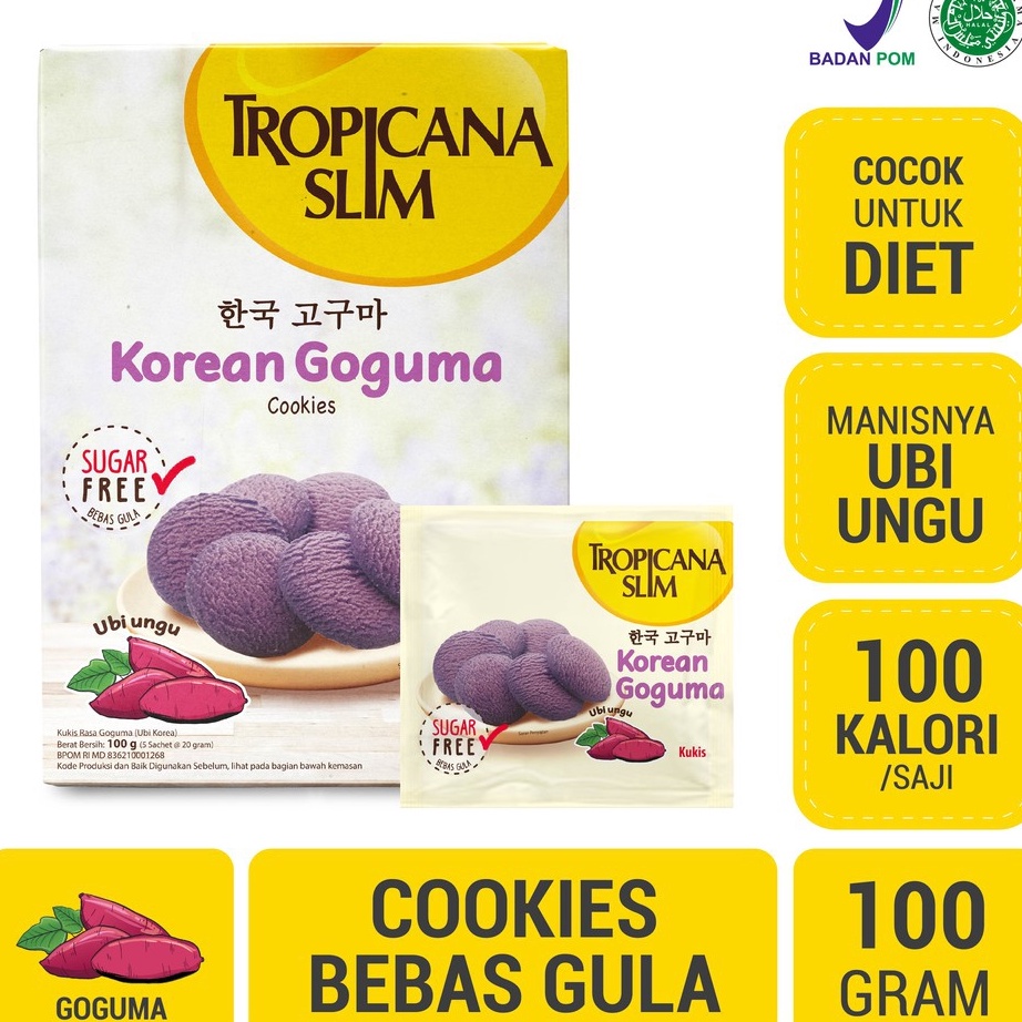 

Real produk Tropicana Slim Korean Goguma Cookies (5 Sch) - Snack Biskuit Diet Rendah Kalori Bebas Gula