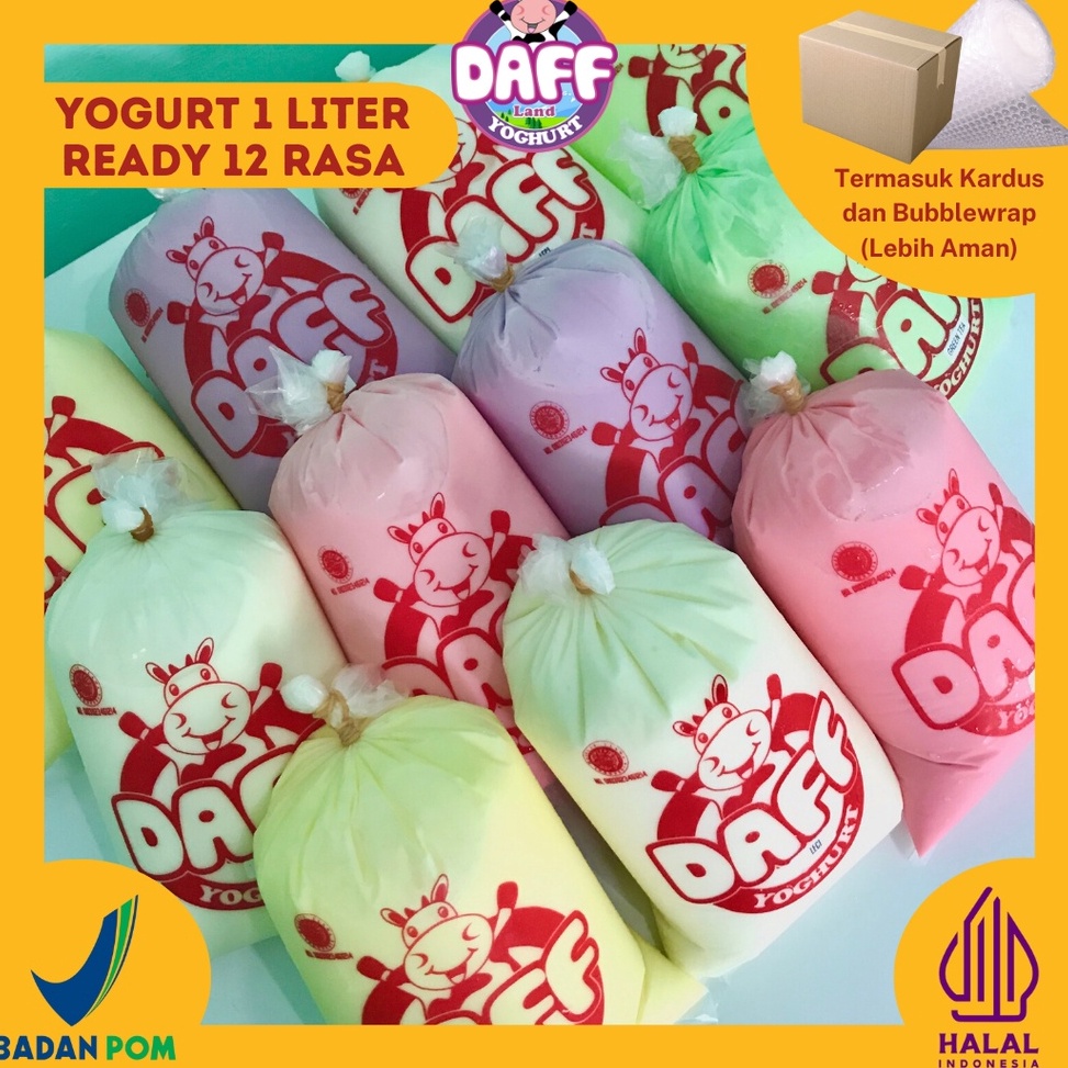 

Paling Bagus (COD) PREMIUM YOGURT 1 LITER KEMASAN PLASTIK READY 12 RASA | DAFF YOGHURT