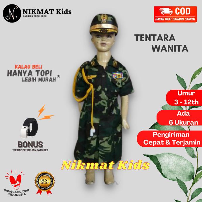 Baju tentara anak perempuan setelan tentara loreng baju profesi tk sd