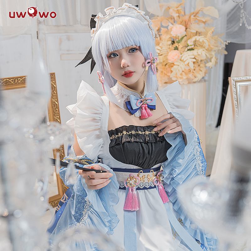 Genshin Impact Ayaka Cosplay Costume Maid Dress Maid Costume Kamisato Ayaka Cosplay Role Play