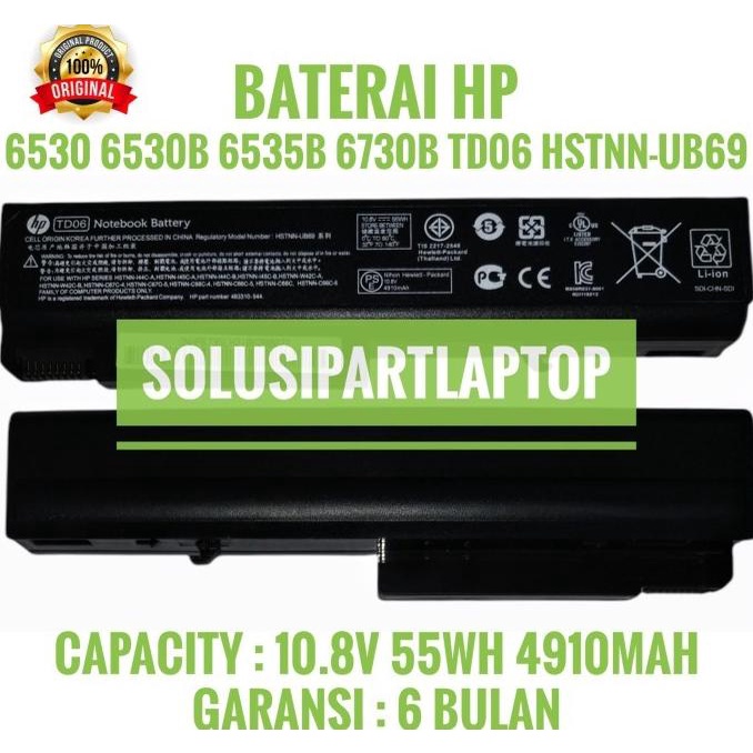 Ready Baterai Hp Elitebook 6530P 6930P 8440P Hstnn-Xb69 Ori