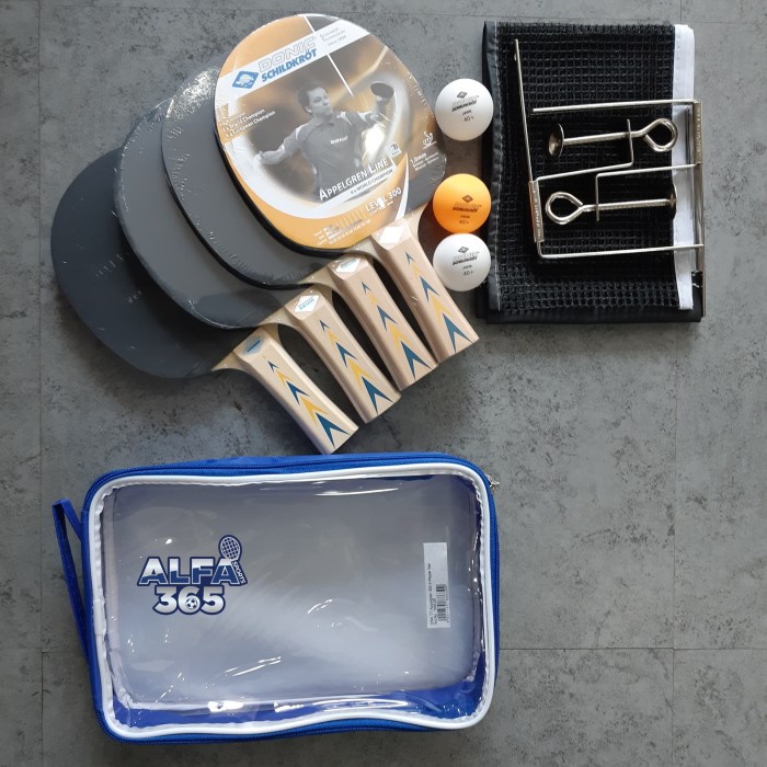 Terlaris Donic Schildkrot Set Isi 4 + Net + Tiang Tenis Meja