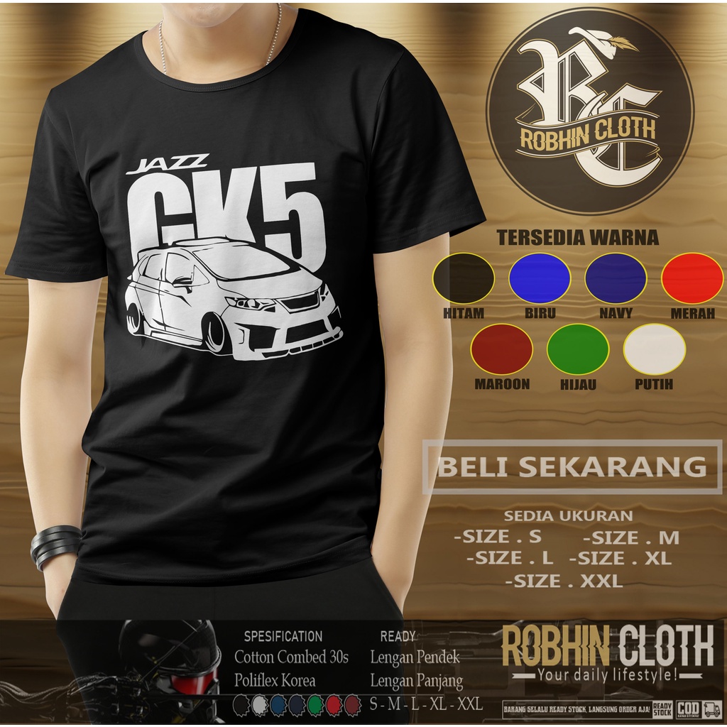 Kaos Mobil Honda Jazz GK5 Siluet Baju Otomotif