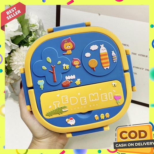 Kotak Makan Lunch Box 1 Set Lengkap Murah Anak Bekal Makanan Anti Tumpah Aesthetic Korea Plastik Per