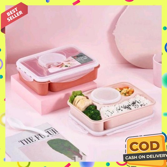 Kotak Makan Lunch Box 1 Set Lengkap Murah Anak Wadah Nasi Sekolah Sd Tuperwar Mini Gratis Tas Botol 