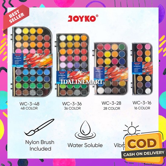 

Cat Air Lukis Lengkap Cat Air Anak Set Lengkap Murah Dan Bagus Lengkap Semua Warna Cat Lukis Kanvas Watercolor Set Art Watercolour Painting Padat Cair Non Toxic Tidak Beracun Water Color Set (Isi 36 & 48 Warna) Watercolor Set Cat Air Joyko Wc-3