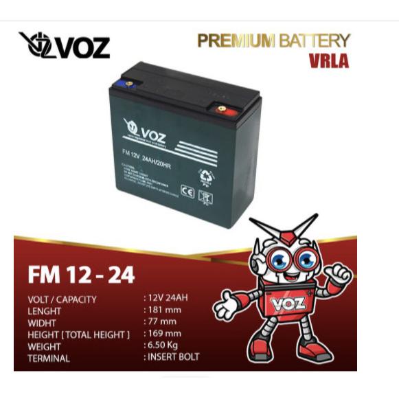 TERBARU  VOZ Battery FM 12-24 12V 24AH VRLA PALING DICARI
