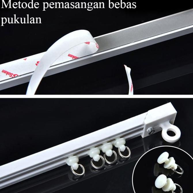 6.6 Rel Tiang Gorden Bahan Abs Tulang Set Ring M Tanpa Bor