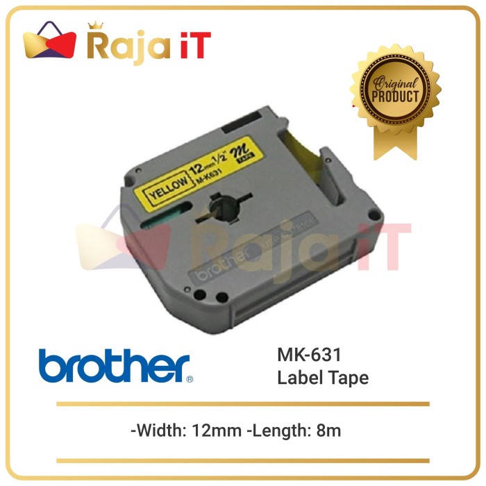 

Brother Label Tape M-K631 12mm Black on Yellow MK631