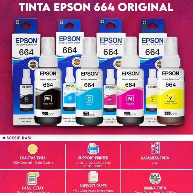 Tinta Epson 664 Original Hitam L100/L110/L120/L200/L220/L310/L360