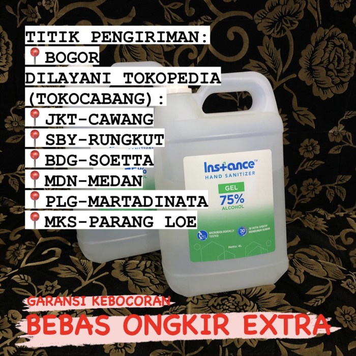 Terlaris Instance Hand Sanitizer Gel / Jel Refill 4 Liter Bukan 5 L