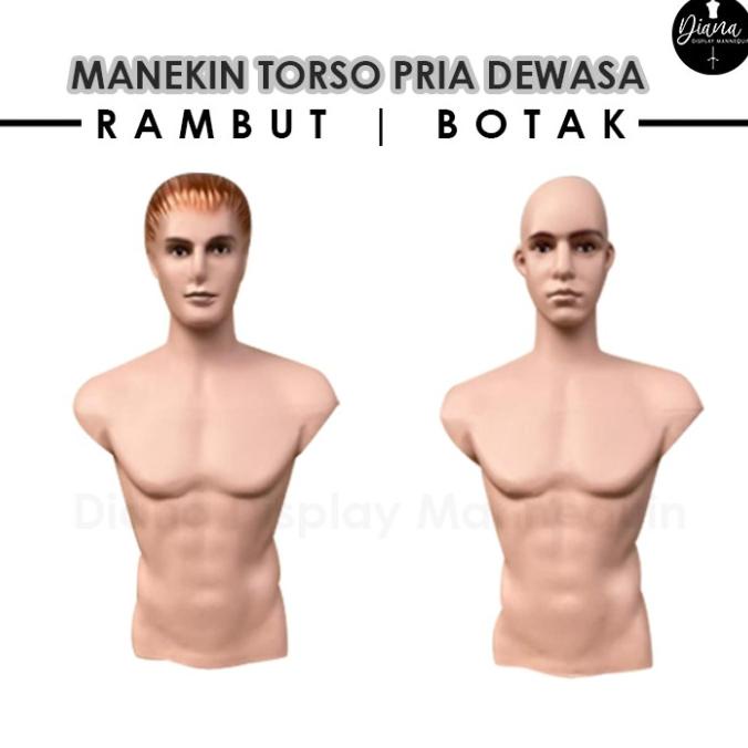:=:=:=:=] PATUNG MANEKIN TORSO PRIA DEWASA SETENGAH BADAN DENGAN KEPALA