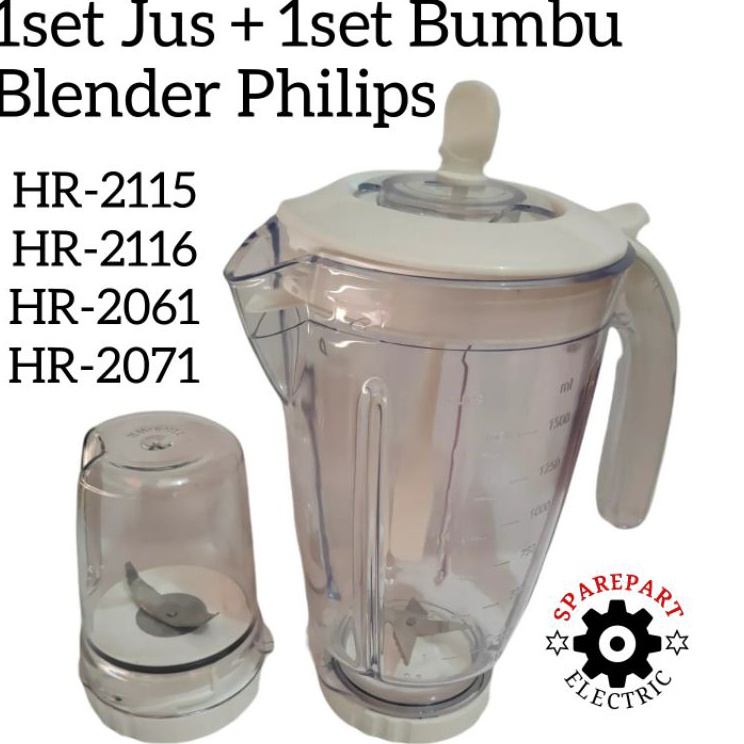 ｀ViW PROMO GELAS BUMBU + GELAS JUS 1SET UNTUK BLENDER PHILIPS HR 2115 2116 2061 2071 d Paling Dicari