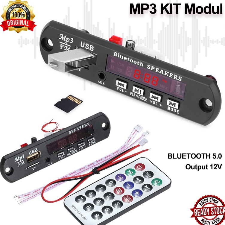 Pasti Murah ORIGINAL MP3 KIT Modul 12V / 5V Bluetooth 5.0 FM Radio USB Player Bluetooth Speaker Remote Control Pemutar Lagu MP3 BT Modul Kit Tanpa Amplifier Super Promo
