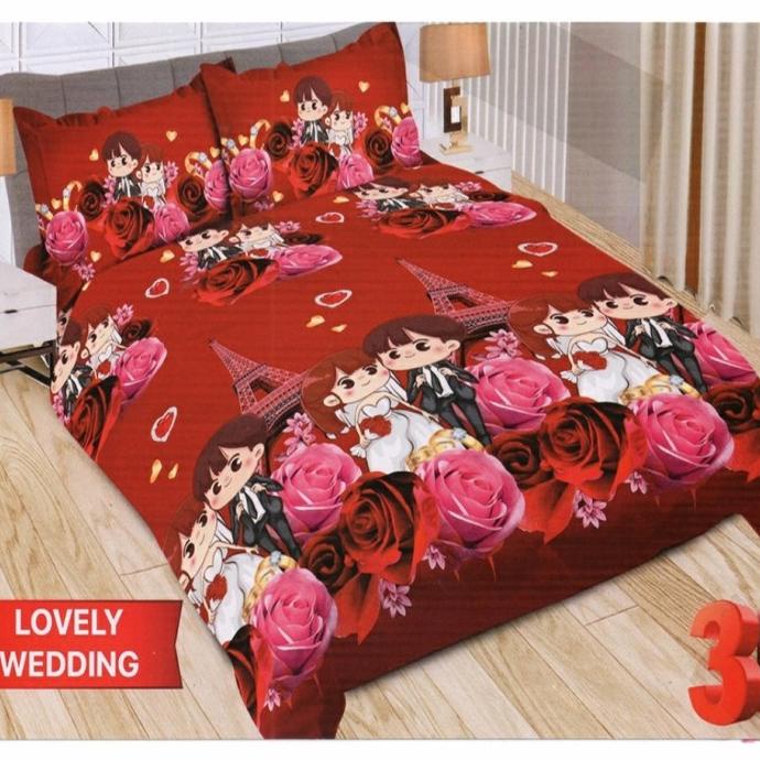 New Sprei Bonita 3D Uk 180X200 Motif Lovely Wedding