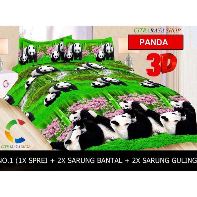 Laris Sprei Bonita 3D Anti Luntur Seprei 180/160/120X200 Motif Panda