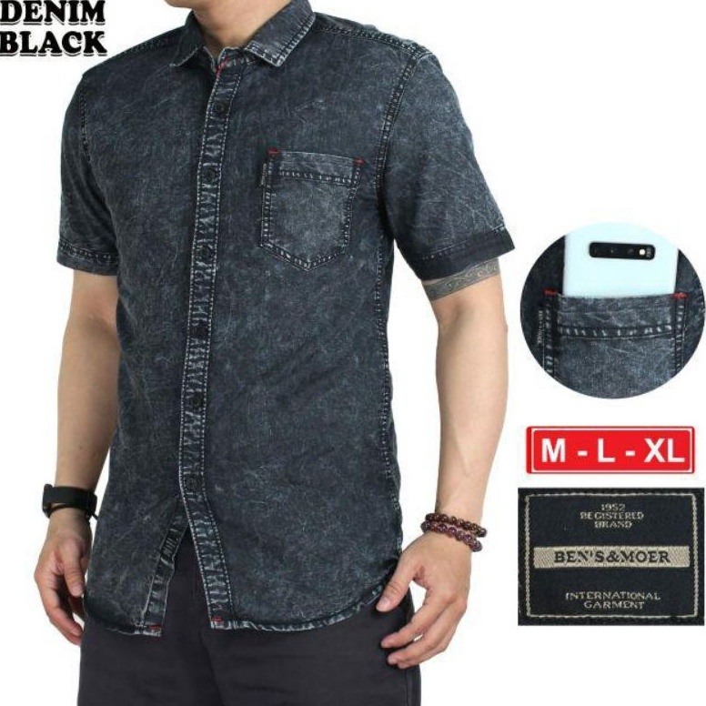MENARIK. Kemeja Lengan Pendek Pria Denim Levis Saku New Collection