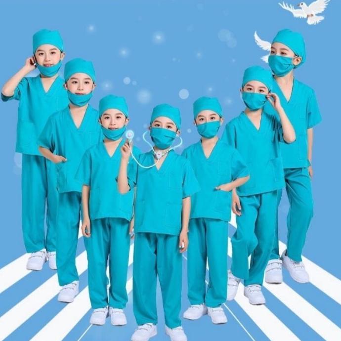 Baju Dokter Anak - Seragam Dokter Anak - Baju Dokter Bedah Kostum Anak