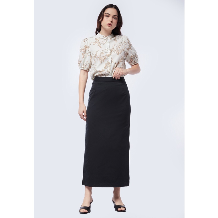 Executive Fitted Basic Maxi Skirt Black
