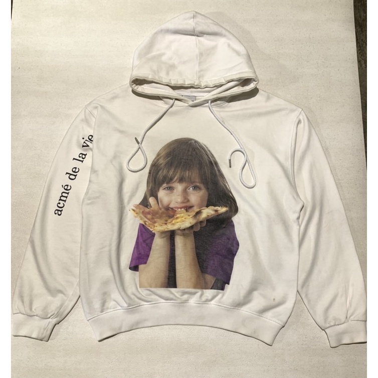 HOODIE ADLV GIRL EAT PIZZA WHITE