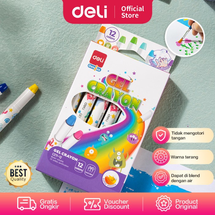 

Best Seller Deli Gel Crayon / Krayon 12 24 Warna Tidak Mengotori Tangan Ec211
