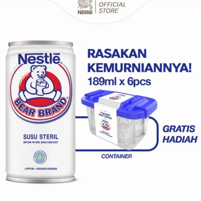 

Murah NESTLE BEAR BRAND Susu Sapi Steril 189ml x 6 Pcs Free Container