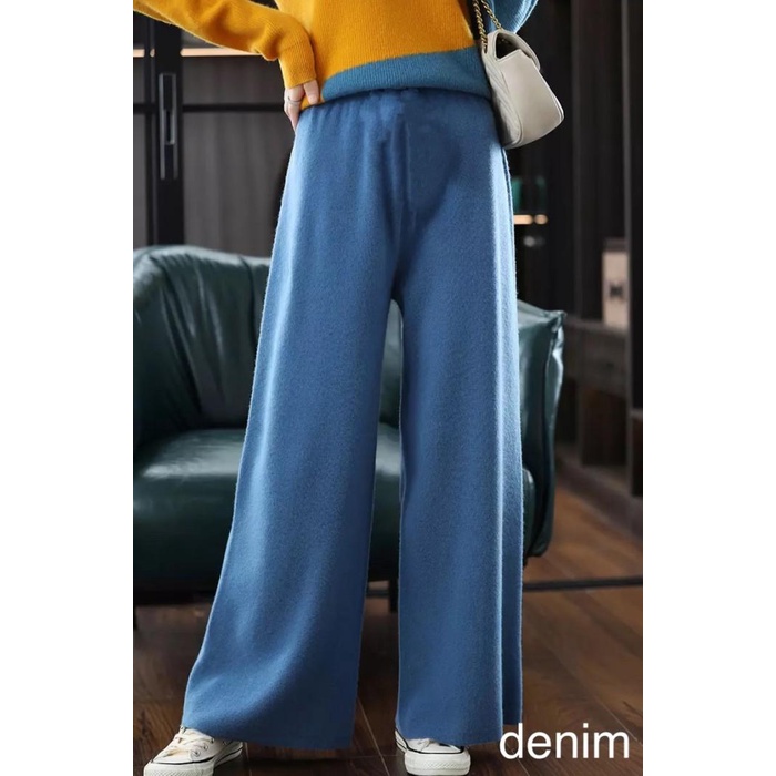 CELANA KULOT PANJANG WANITA WARNA SAGE / KULOT KNIT RAJUT