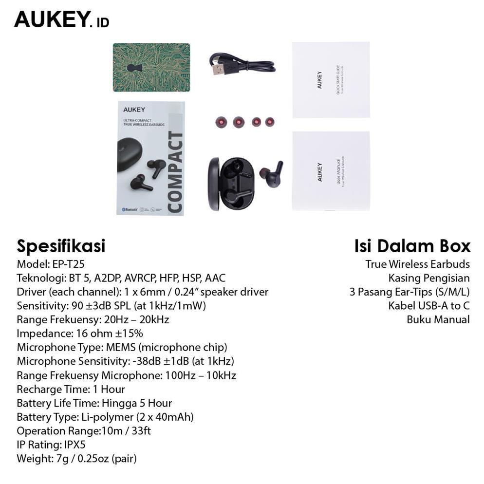 Terlaris Headset / Tws Bluetooth Aukey Ep-T25 High Fidelity Audio - 500538 2023