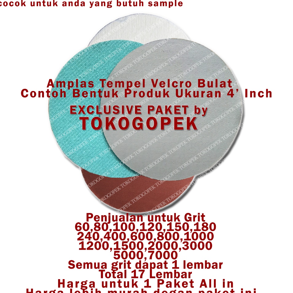 ✼JRu PAKET 17PCS - AMPLAS TEMPEL VELCRO 4" INCH BULAT GRIT 60-7000 ALLINONE ❅ Kirim Langsung