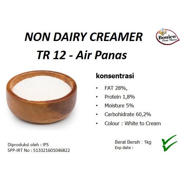 

Creamer Powder TR12 1kg NDC bubuk Non Dairy Creamer Fat 28% panas