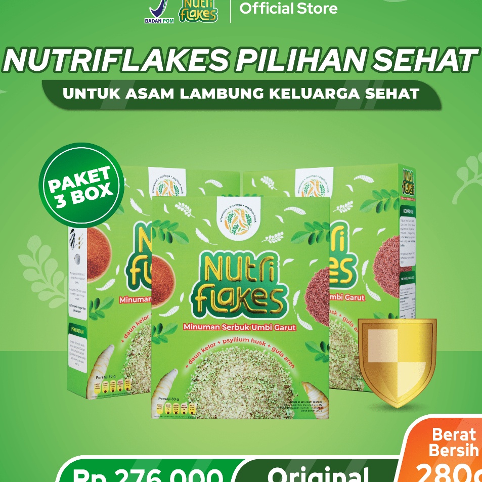 

Bestseller Nutriflakes Umbi Garut Asam Lambung, Maag dan Gerd 3 Box Ready