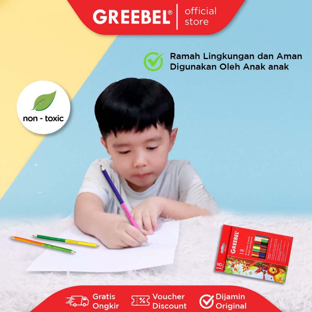 

8.8 Greebel Pensil Warna Anak 7218 Bi Colour (36 Warna) /Coloring Pencils Cerah Tidak Berdebu Aman Non Toxic Grosir !!
