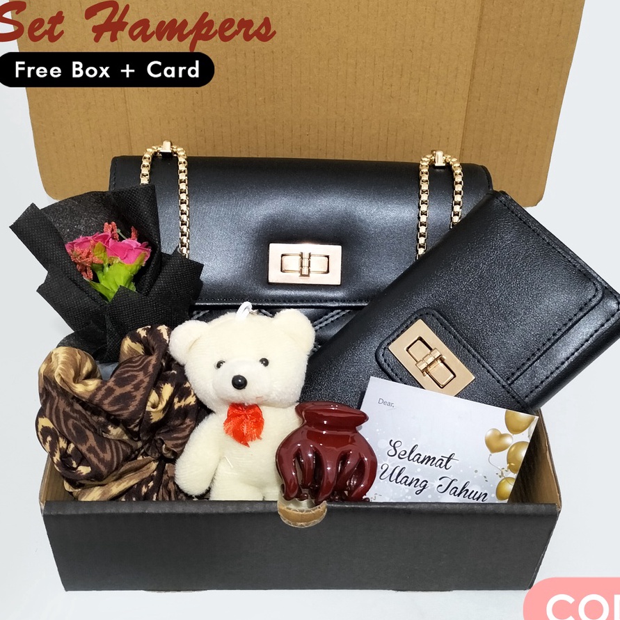 

NVSQ4785㊑ Set kado ulang tahun tas wanita serba hitam terbaru hampers gift set kado ulang tahun wisuda wedding anniversary ㊠