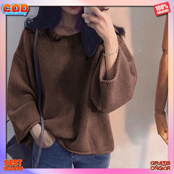 Switer Cewek Korea Swater Ootd Casual Dewasa Sweter Wanita Korean Style Sweater Fashion Import Baju 