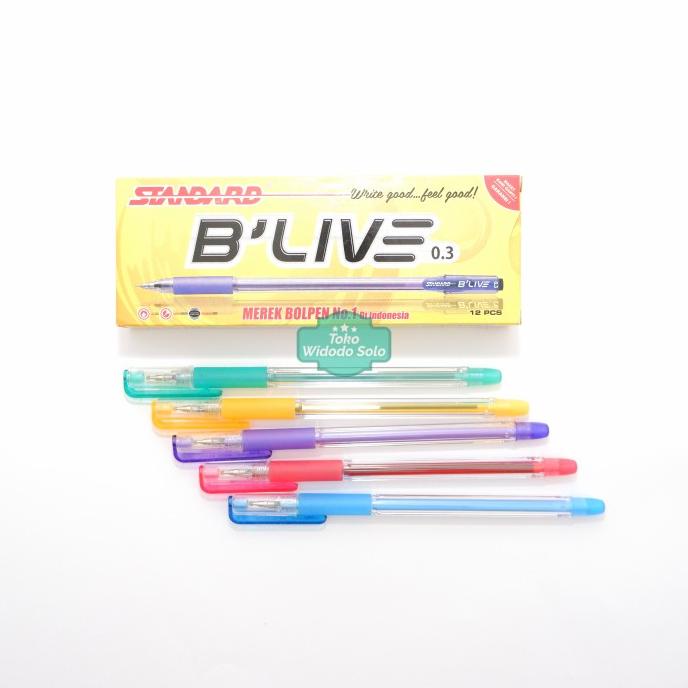 

] Pulpen Standard B'Live Tinta Hitam 0.3mm 1 Lusin