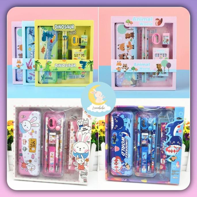 

siap kirim] Kotak Pensil Anak Set Stationery Set Hadiah Anak Sekolah Alat Tuli
