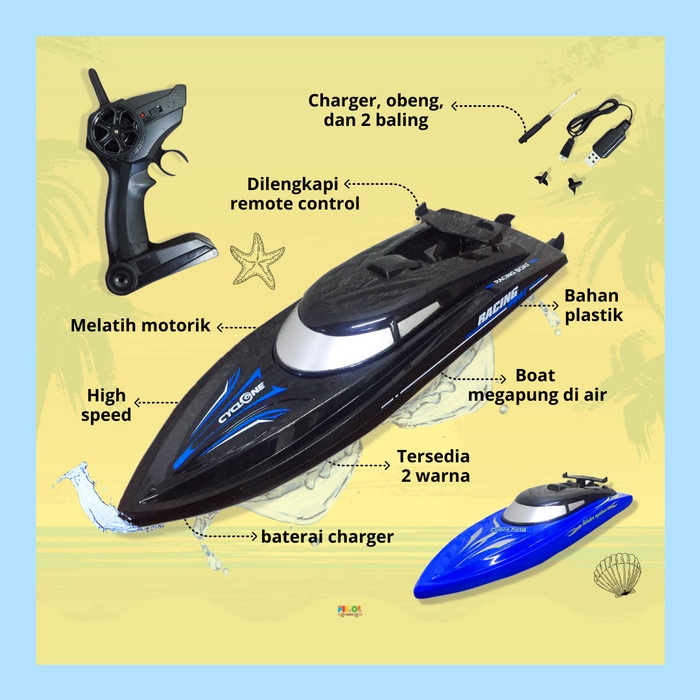 [Cod] Mainan Anak Perahu Kapal Air Speed Boat Rc Remote Control