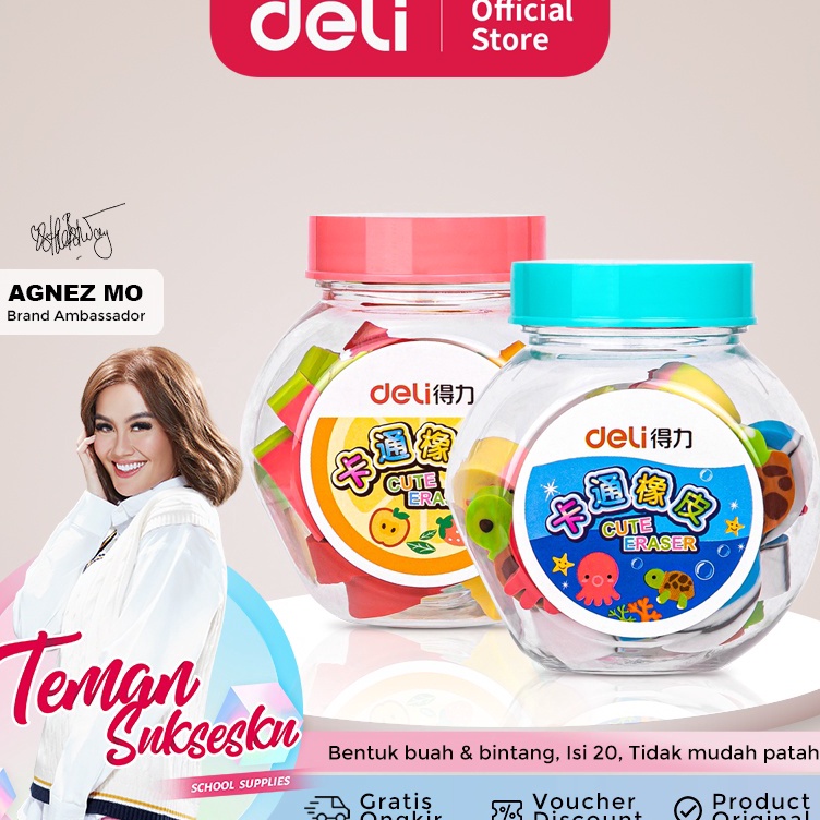 

9.9 BRANDS FESTIVAL Deli School Eraser / Penghapus Hapusan Buah dan Binatang Lucu isi 20 7533