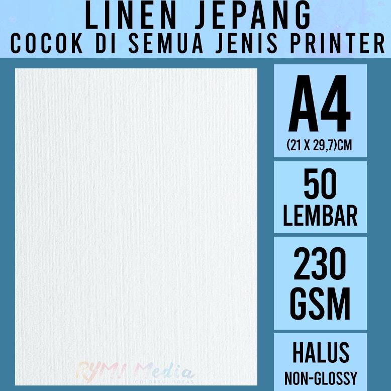 

8.8 [Discount] Linen Jepang 230 Gsm A4 Isi 50 Lembar / Kertas Hvs Linen Tebal 230 Gram Undangan Sertifikat New !!