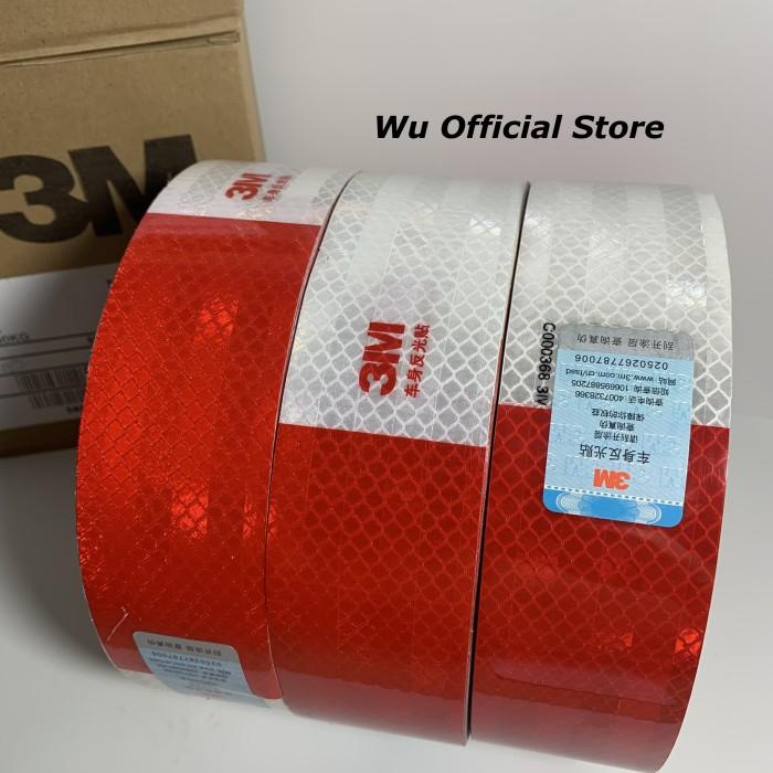 Stiker Reflektor Merah Putih 3M Sticker Reflektif Pantul Cahaya Truk