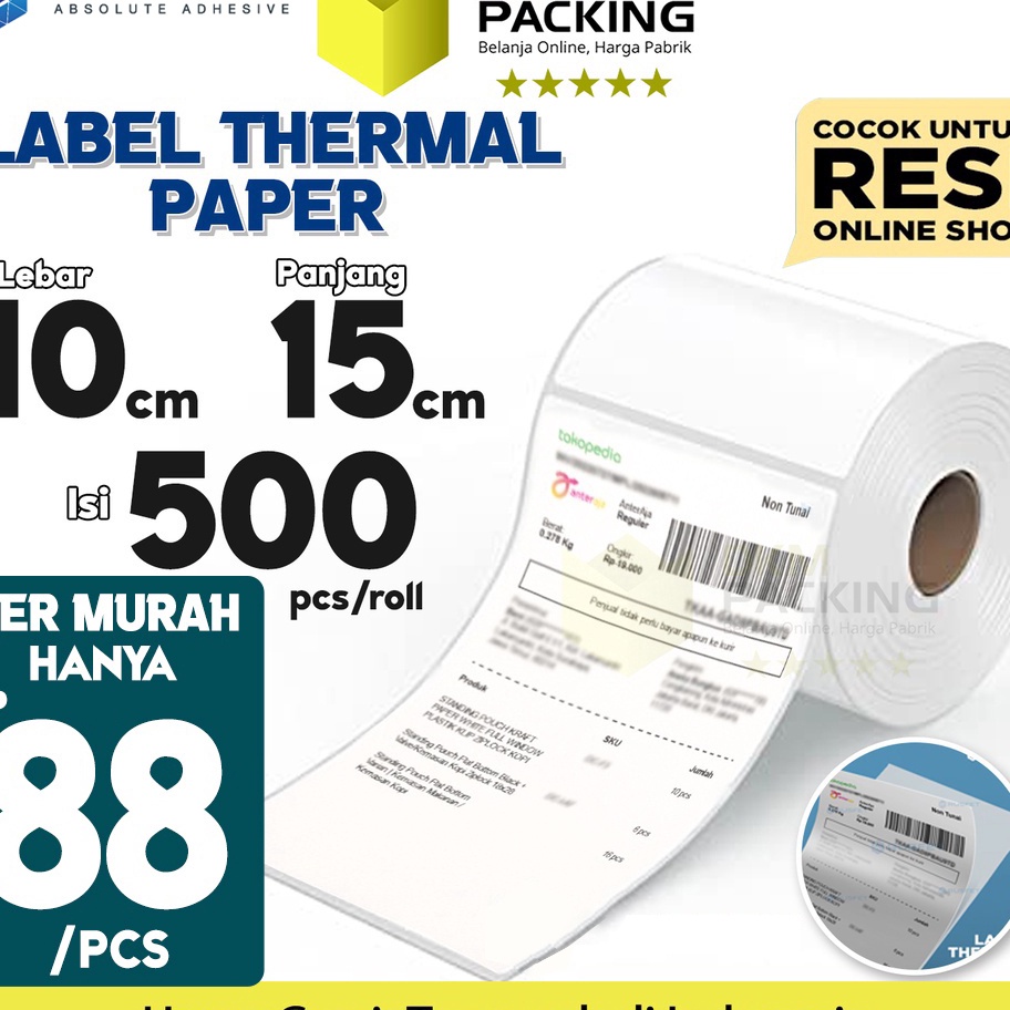 

PQQD8258㊓ Label Stiker Thermal Paper A6 10x15mm 100x150 cm Sticker Barcode Resi RUSFET TERMURAH ㊕