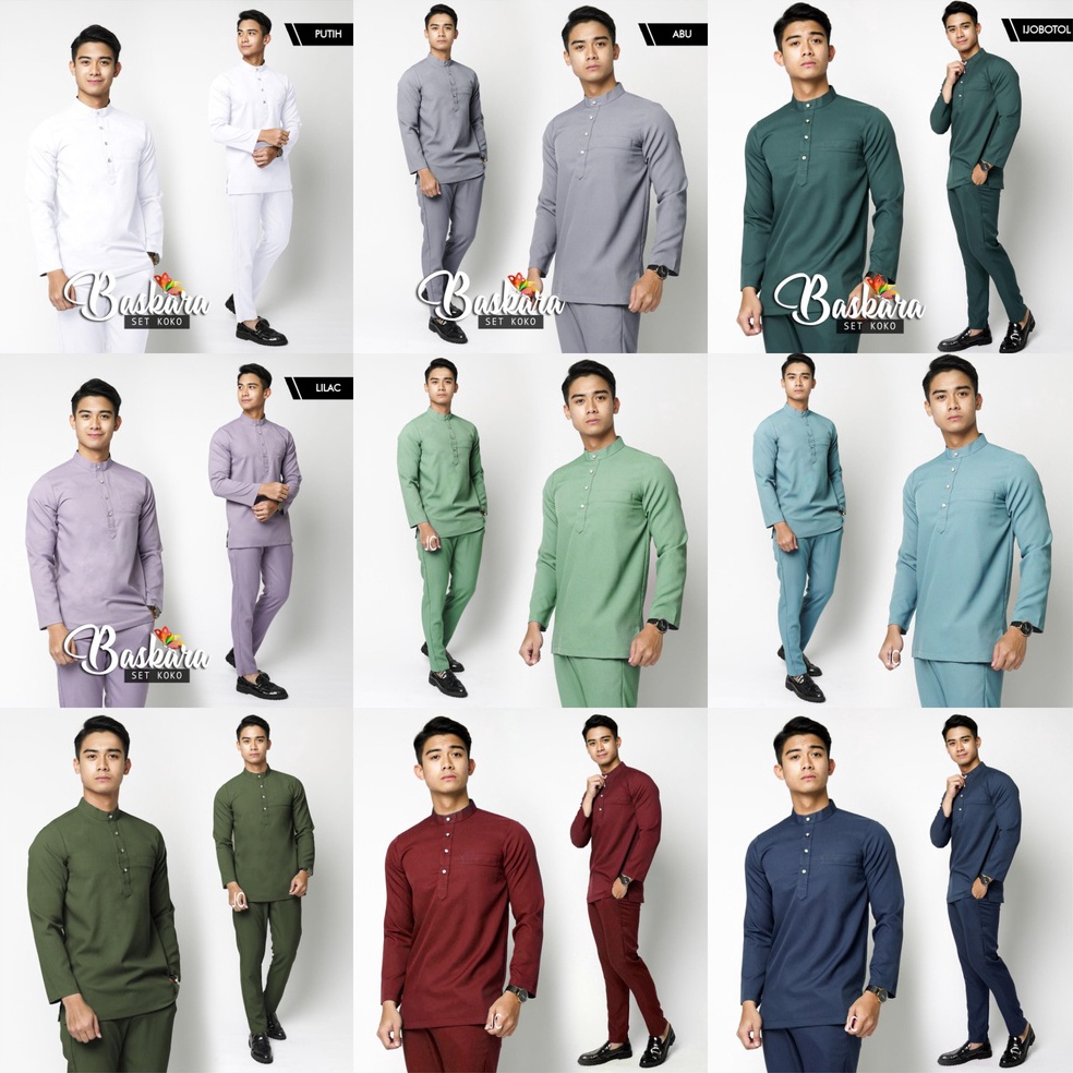 CHEKOUT. Setelan baju muslim pria dewasa / SET KOKO BASKARA / JC stelan baju Koko Pakistan lengan pa
