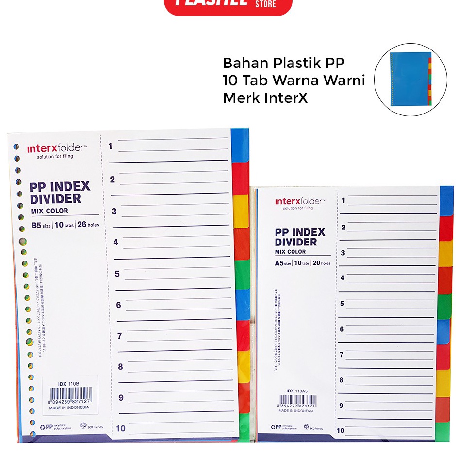 

✨11.11✨ Pembatas Binder B5 26 Ring A5 20 Ring Divider InterX Rainbow Warna Warni B5 26 Ring A5 20 Ring 10Tab