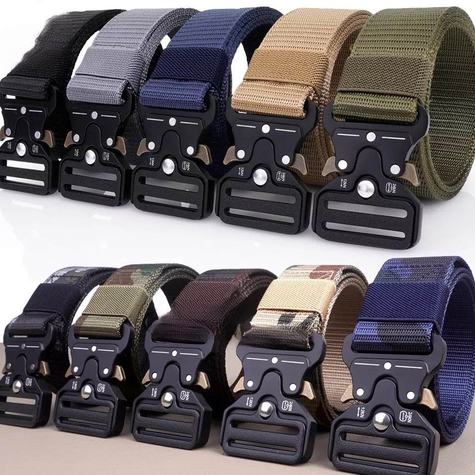 ✵Best Seller SG69V IKAT PINGGANG NYLON CANVAS POLOS LORENG / SABUK PRIA NYLON POLOS LORENG / GESPER 
