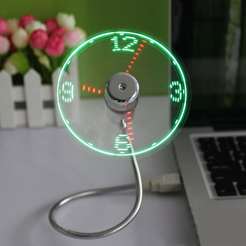 ❤Usb Fan Gadget Durable Adjustable Mini Flexible Led Light Usb Fan Time Clock Desktop Clock Cool Gad