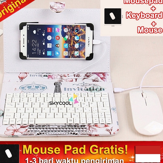 Hot Sale.. Portable Keyboard dan mouse untuk hp Android dengan Lucu PU Kulit Kasus Mini Keyboard hp 