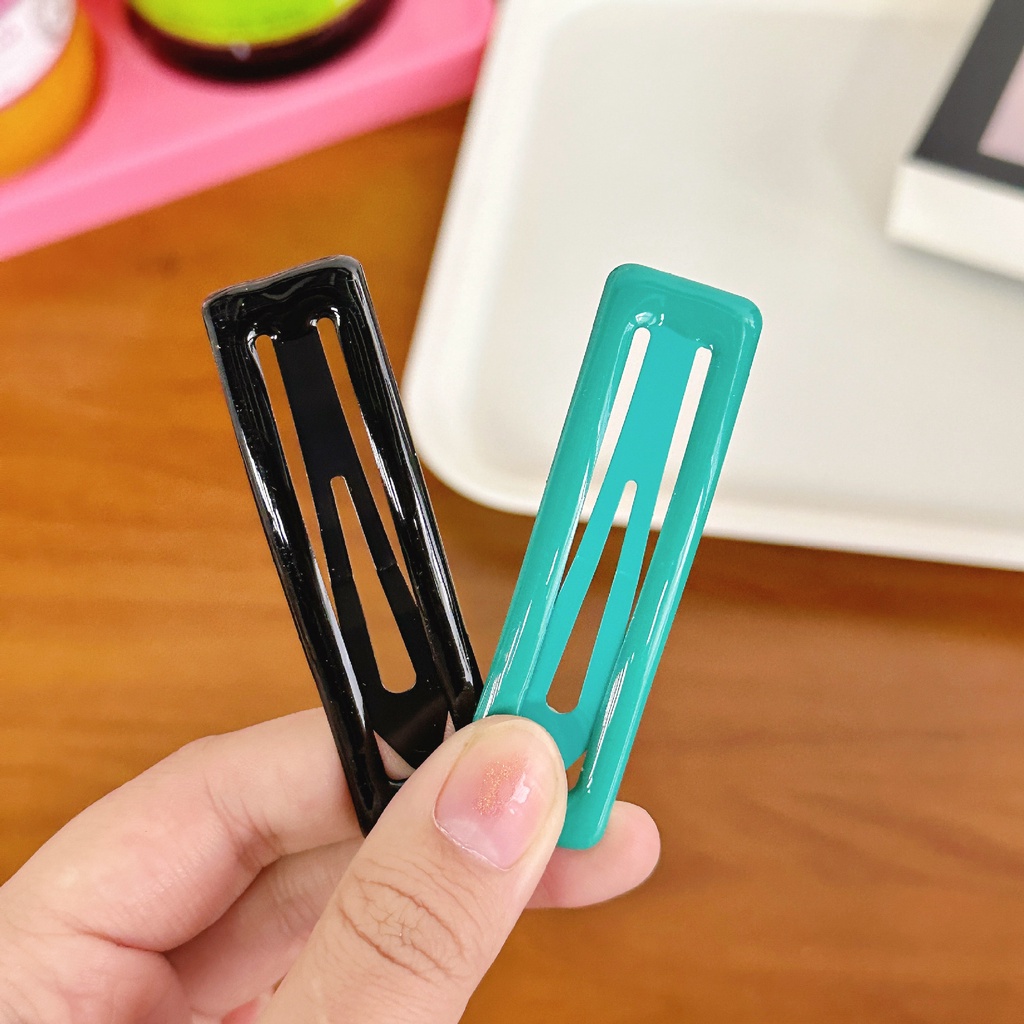 SQUARE CORNER BOBBY PIN GLOSSY SHINY JEPIT PONI JEPITAN RAMBUT WARNA SOLID COLOR COLORFUL HAIRPIN HAIR CLIP KOREA