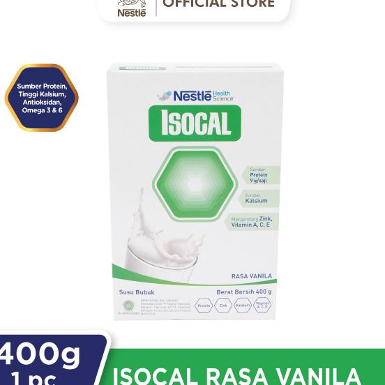 

✔✔SALE✔✔ NESTLE ISOCAL Susu Bubuk Keluarga Vanila Kotak 400g