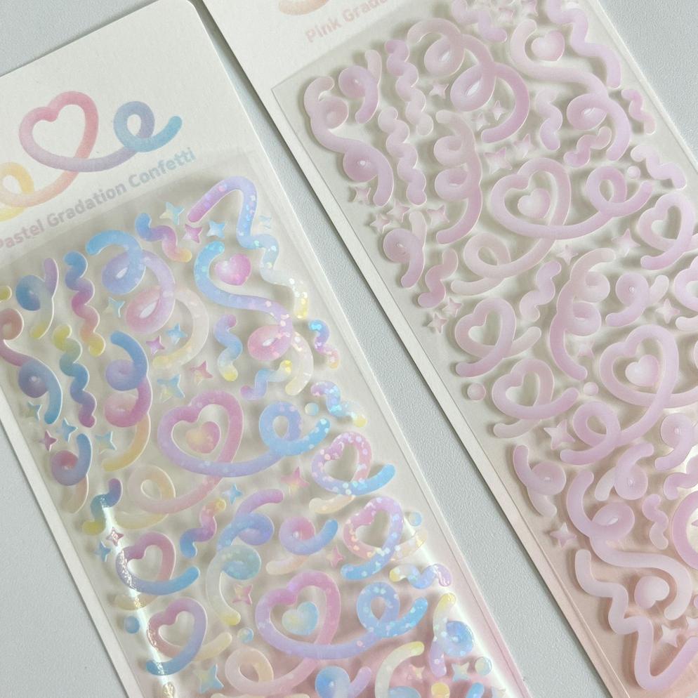 

Terbaik Steve Gradient Confetti Stiker Heart Ribbon Journal Toploader Deco Material Sticker