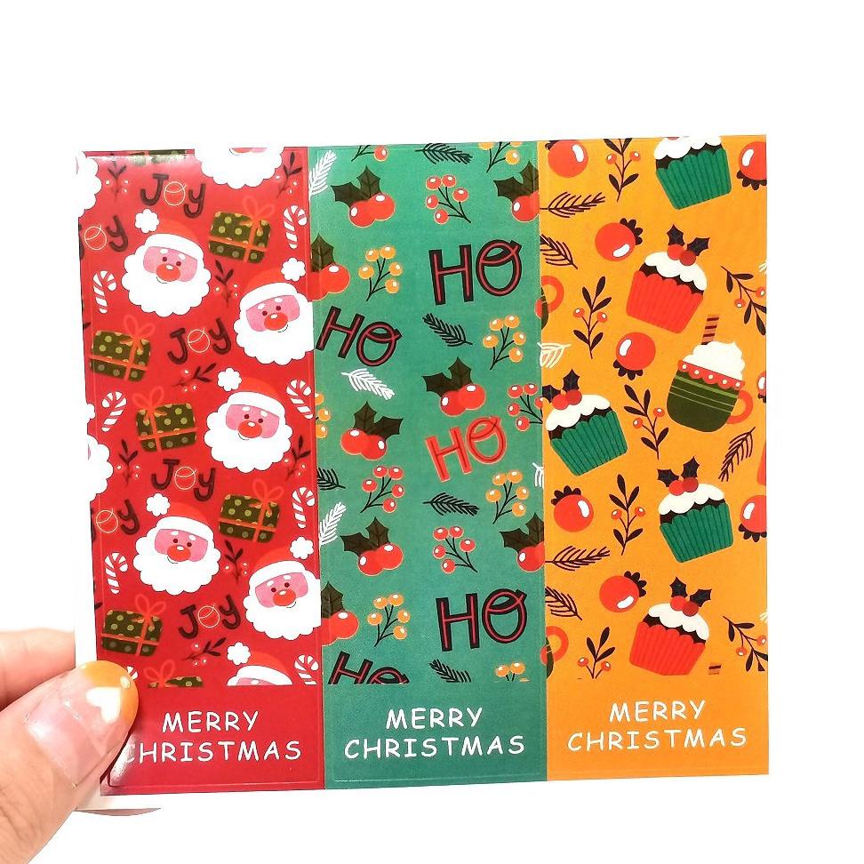 

Viral Sticker Packing Label Natal Christmas Persegi Isi 10 Lembar (30Pcs) 3X9Cm